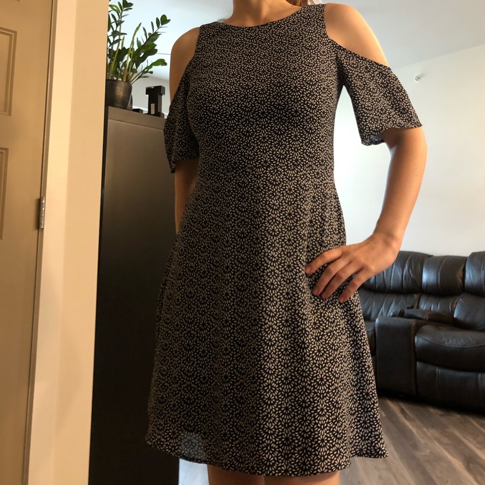 Peek-a-boo shoulder dress